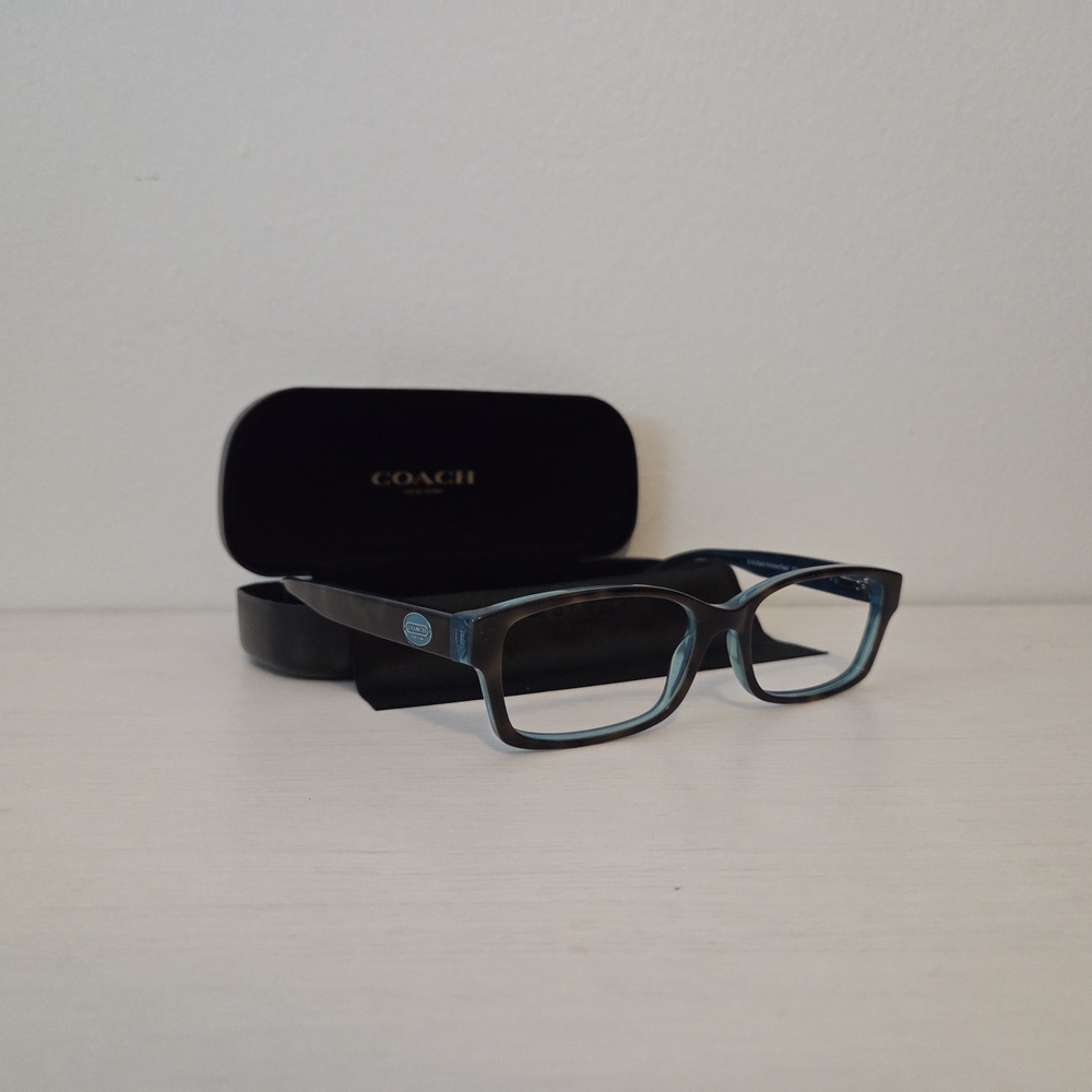 Coach HC 6040 (Brooklyn) 5116 Dark Tortoise/Teal Eyeglasses with Case and Cloth